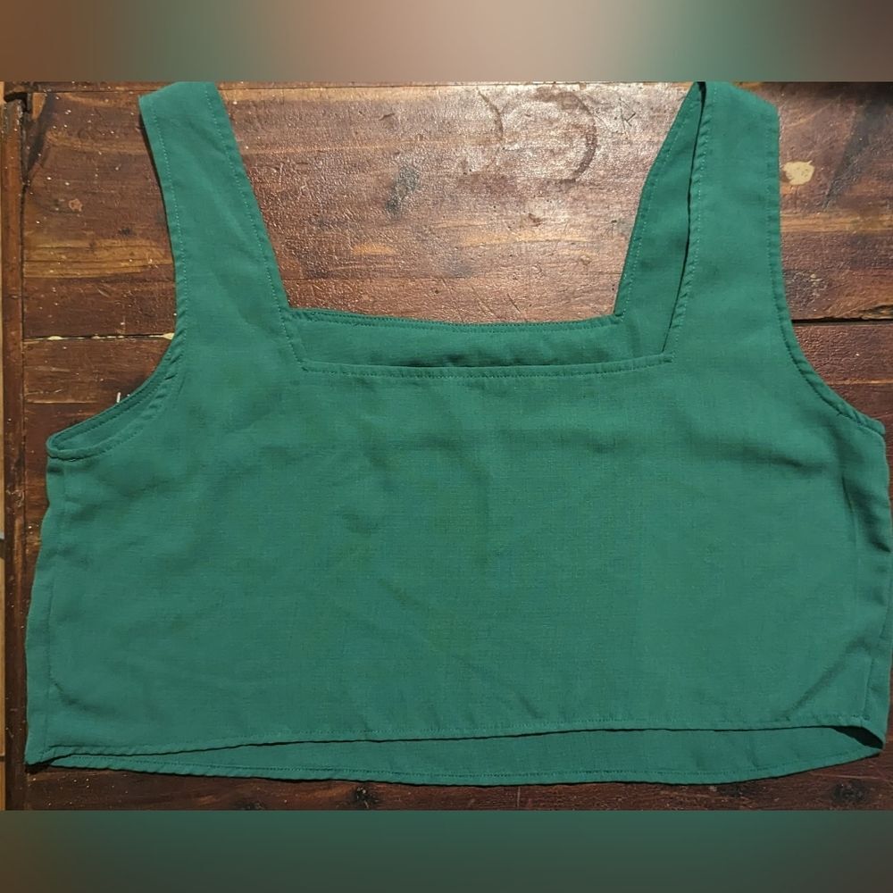 NWOT Shein tank square neck Kelly green crop top